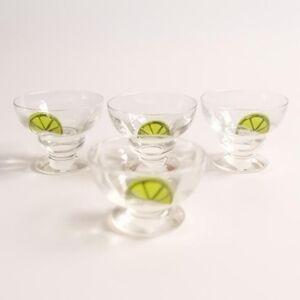 Mud Pie 4 NWT Footed Stemless Margarita Recipe Clear Glass 4" Tall x 5" Diameter